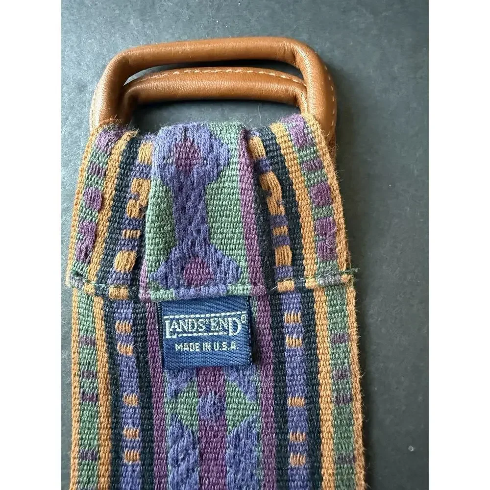 Lands End Southwestern Colorful Boho Belt Woven Fabric Boho One Size Festival